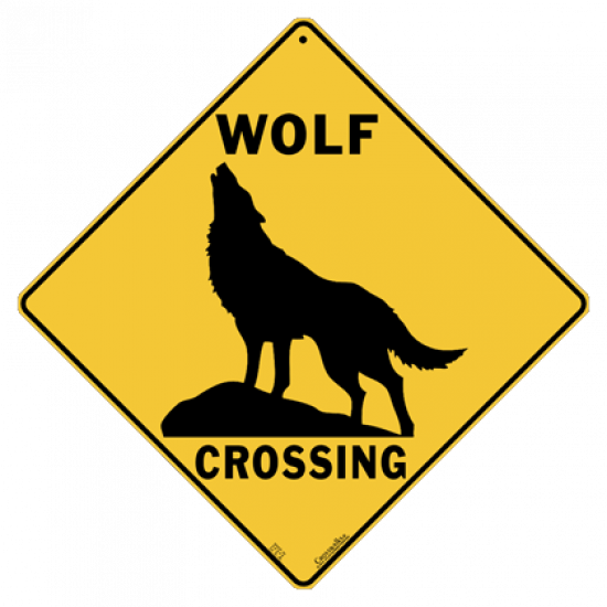 Wolf Crossing Sign Silhouette